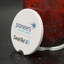 Load image into Gallery viewer, SaskTel Pioneers Soapstone Car Coasters (Qty 2), Unique Car Accessory - white