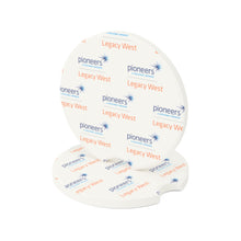 Load image into Gallery viewer, Legacy West Pioneers Soapstone Car Coasters (Qty 2), Unique Car Accessory - white