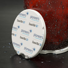 Load image into Gallery viewer, SaskTel Pioneers Soapstone Car Coasters (Qty 2), Unique Car Accessory - white