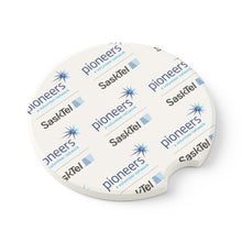 Load image into Gallery viewer, SaskTel Pioneers Soapstone Car Coasters (Qty 2), Unique Car Accessory - white