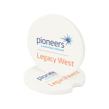 Load image into Gallery viewer, Legacy West Pioneers Soapstone Car Coasters (Qty 2), Unique Car Accessory - white