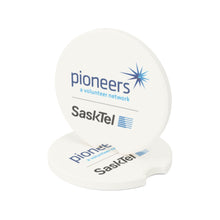 Load image into Gallery viewer, SaskTel Pioneers Soapstone Car Coasters (Qty 2), Unique Car Accessory - white