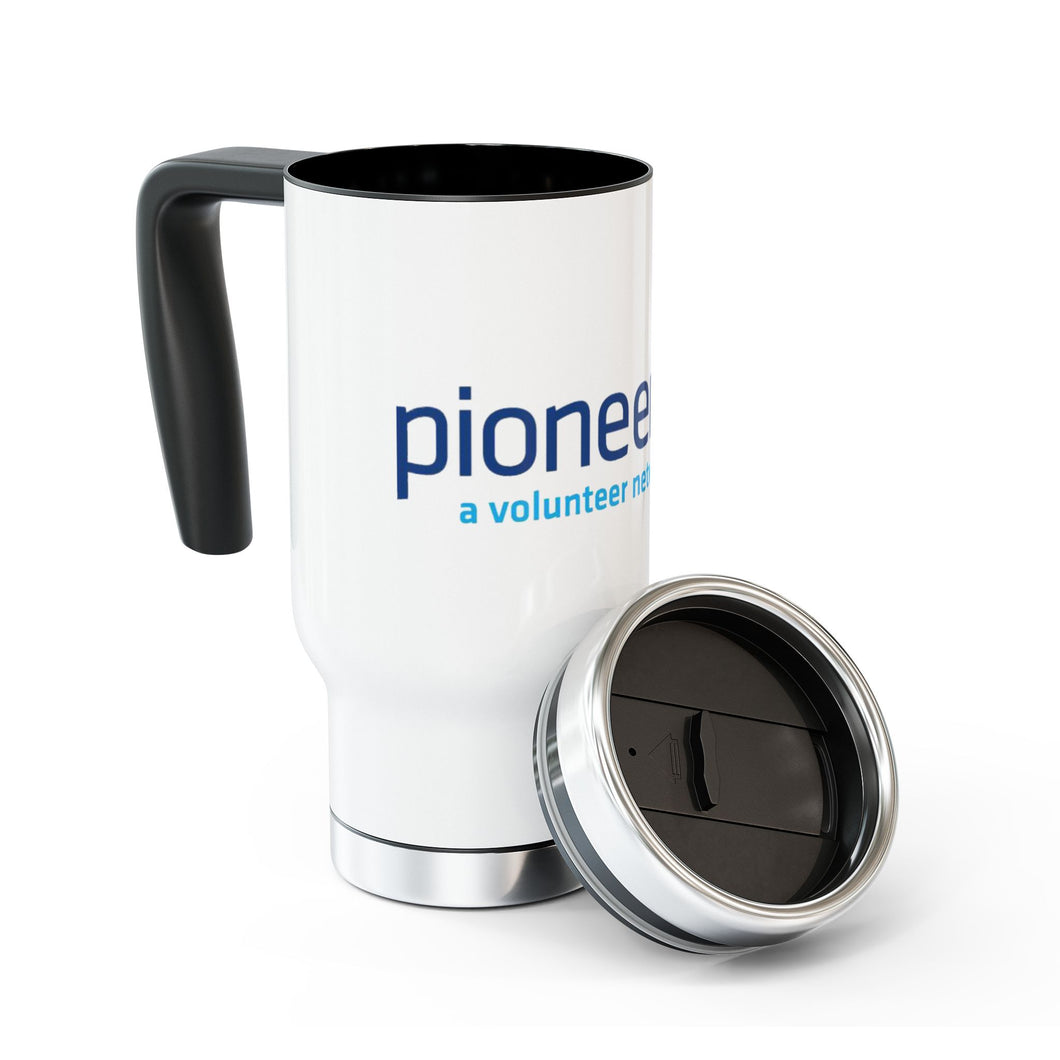 Stainless Steel Travel Mug with Handle, 14oz - white