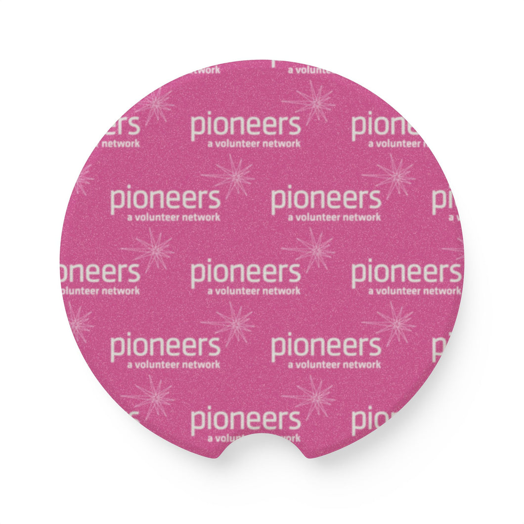 Pioneers Soapstone Car Coasters (Qty 2), Unique Car Accessory - Pink