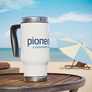 Stainless Steel Travel Mug with Handle, 14oz - white