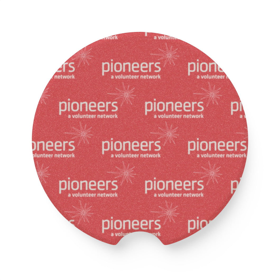 Pioneers Soapstone Car Coasters (Qty 2), Unique Car Accessory - Red