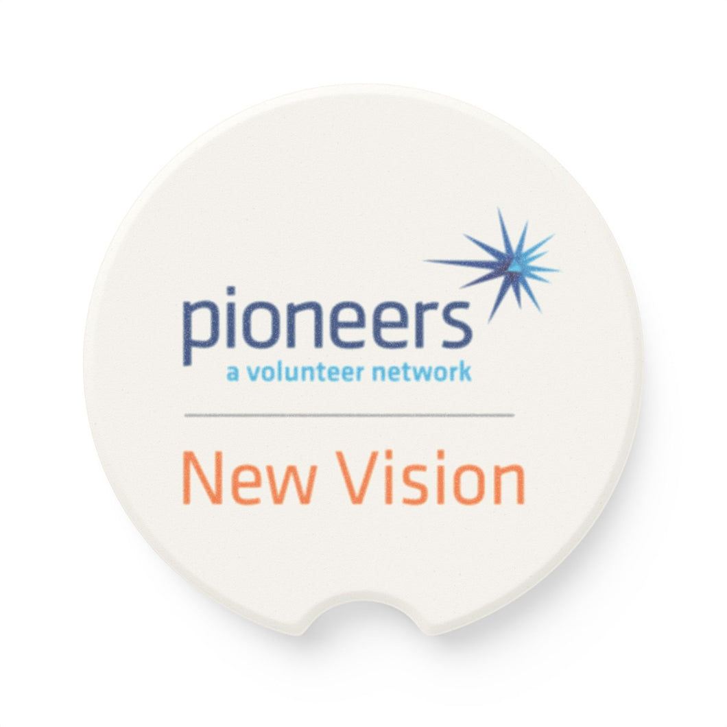 New Vision Pioneers Soapstone Car Coasters (Qty 2), Unique Car Accessory - white
