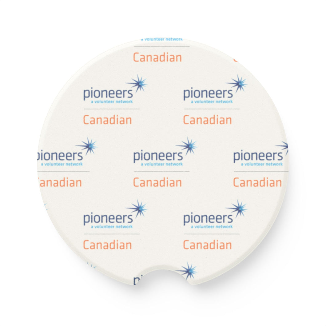 Canadian Pioneers Soapstone Car Coasters (Qty 2), Unique Car Accessory - white
