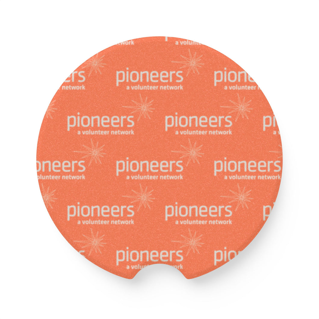 Pioneers Soapstone Car Coasters (Qty 2), Unique Car Accessory - Orange