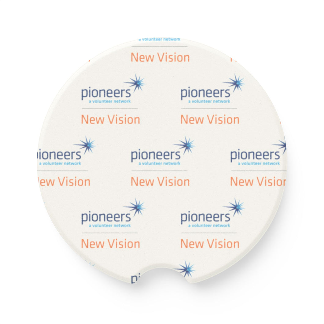 New Vision Pioneers Soapstone Car Coasters (Qty 2), Unique Car Accessory - white