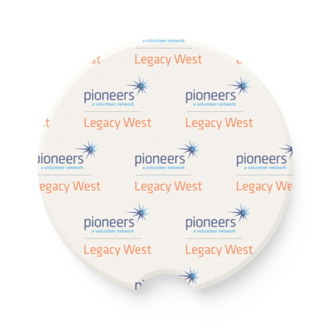 Legacy West Pioneers Soapstone Car Coasters (Qty 2), Unique Car Accessory - white