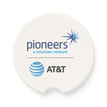 Load image into Gallery viewer, AT&amp;T Pioneers Soapstone Car Coasters (Qty 2), Unique Car Accessory - white
